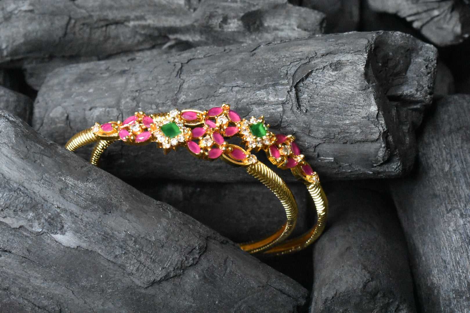 Micro Gold plated Indian Kada Bangle Bracelet Screw type Ornament