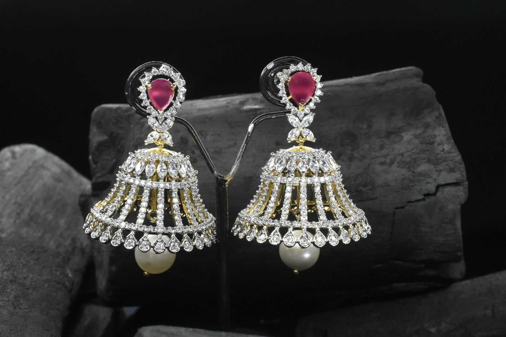 Gorgeous Chandbali Long Jhumka Earrings | South Indian Style CZ stone | Jhumka  earrings, Party earrings, Etsy earrings