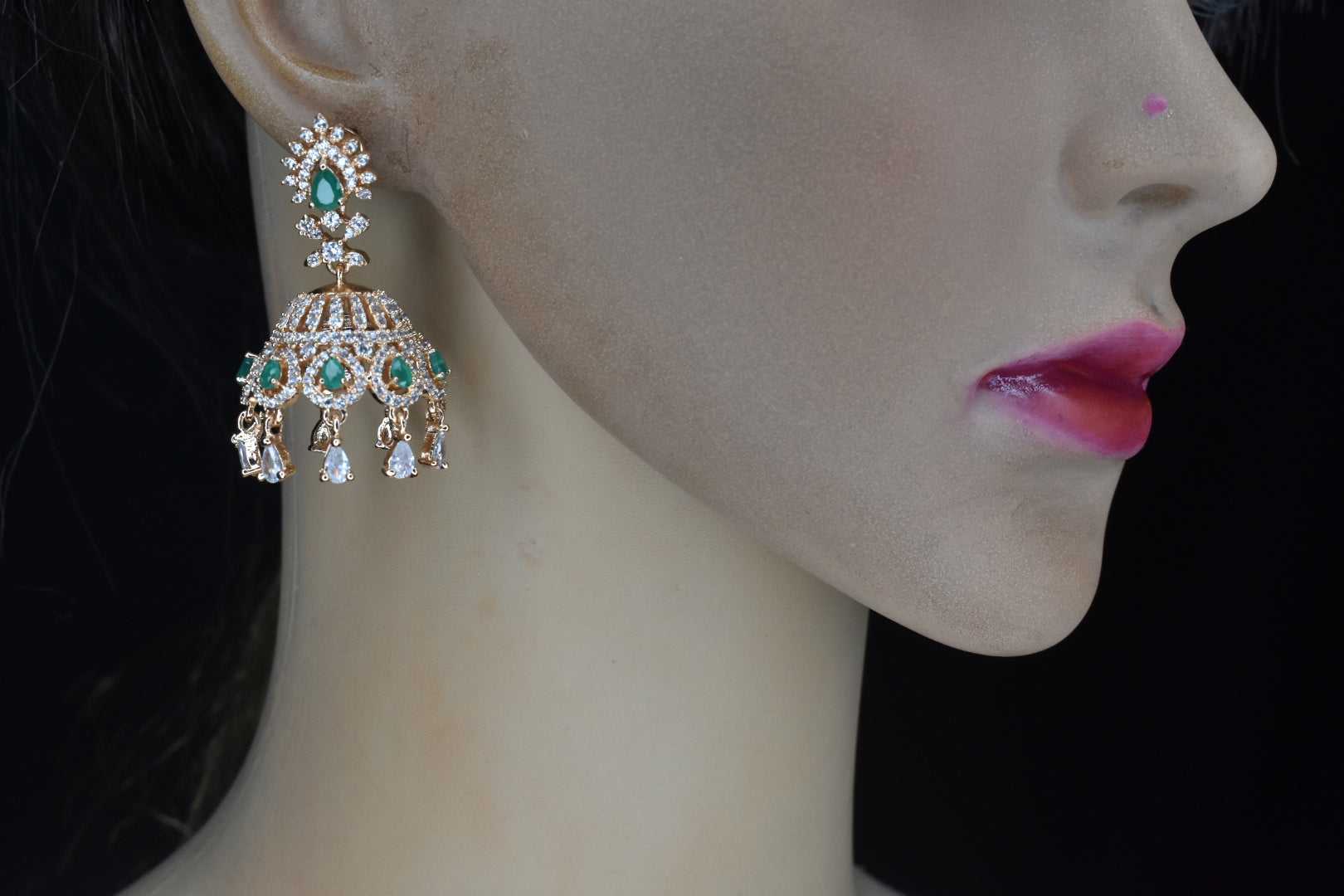 Buy Trendy Alloy Golden American Diamond Earrings For Women  Lowest price  in India GlowRoad
