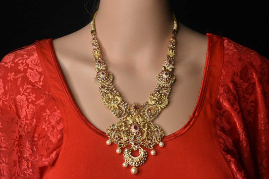 Polki Stone's Gold Finished Necklace With Screback Chandbali