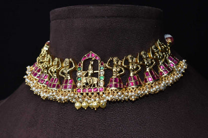 Prodigious Gopala Krishna With Gopikas Choker Necklace