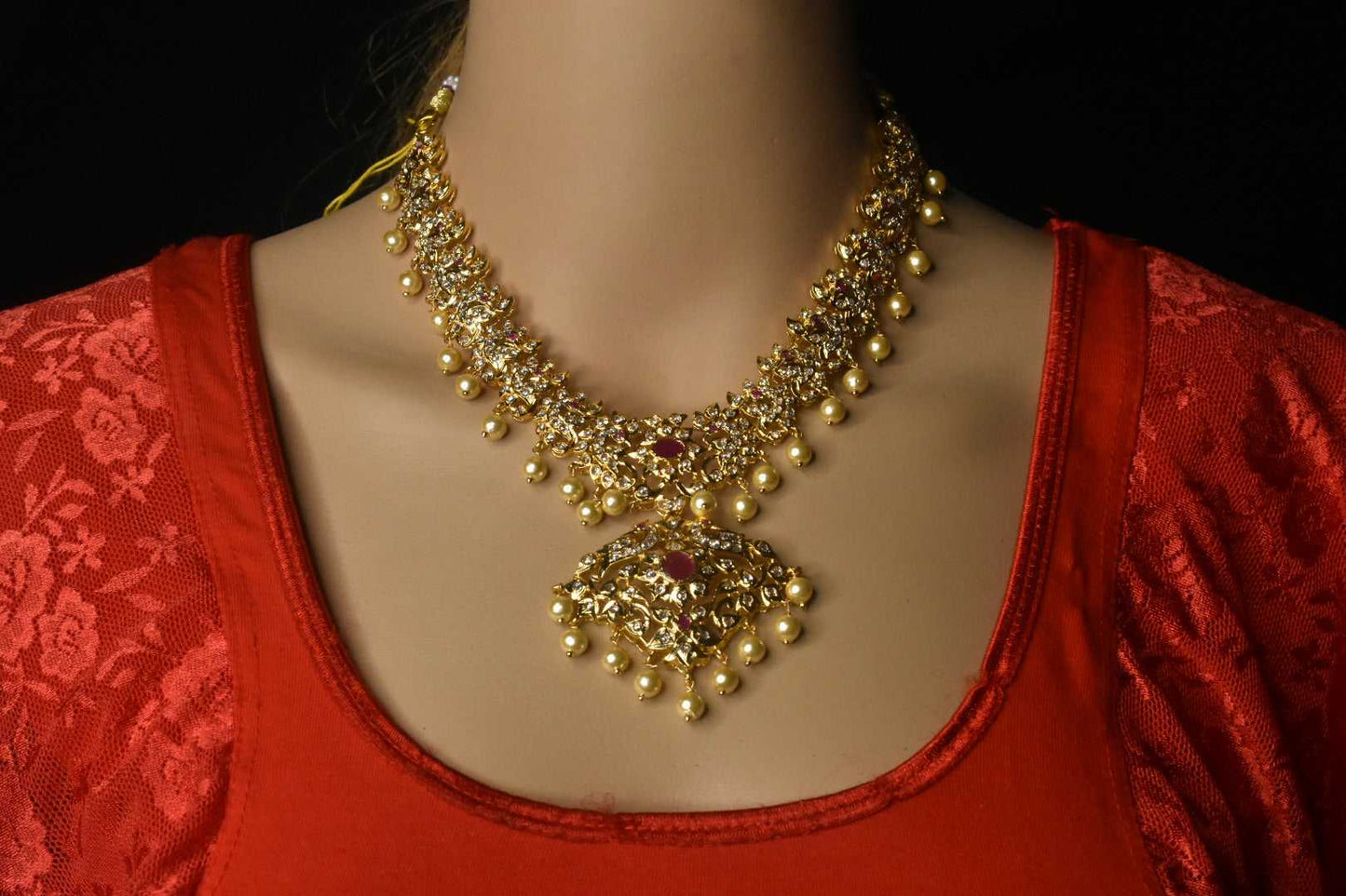 Uncut Diamonds Gold Finished Necklace Set By Asp Fashion Jewellery