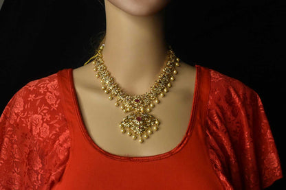 Uncut Diamonds Gold Finished Necklace Set By Asp Fashion Jewellery