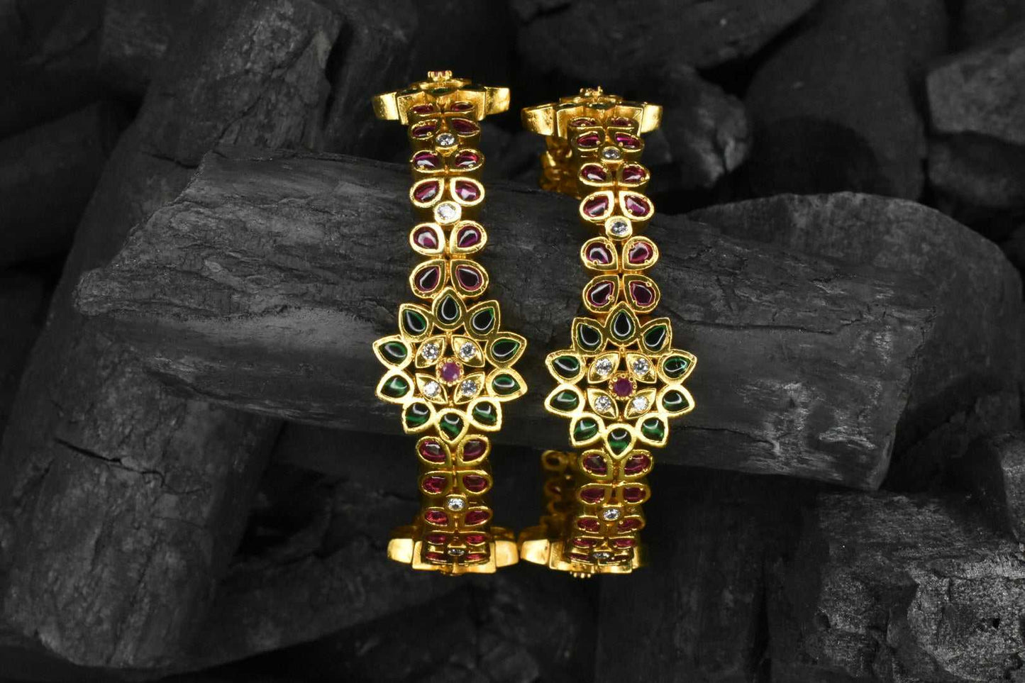 Incredible Beautiful flower shaped Antique gold Bangles