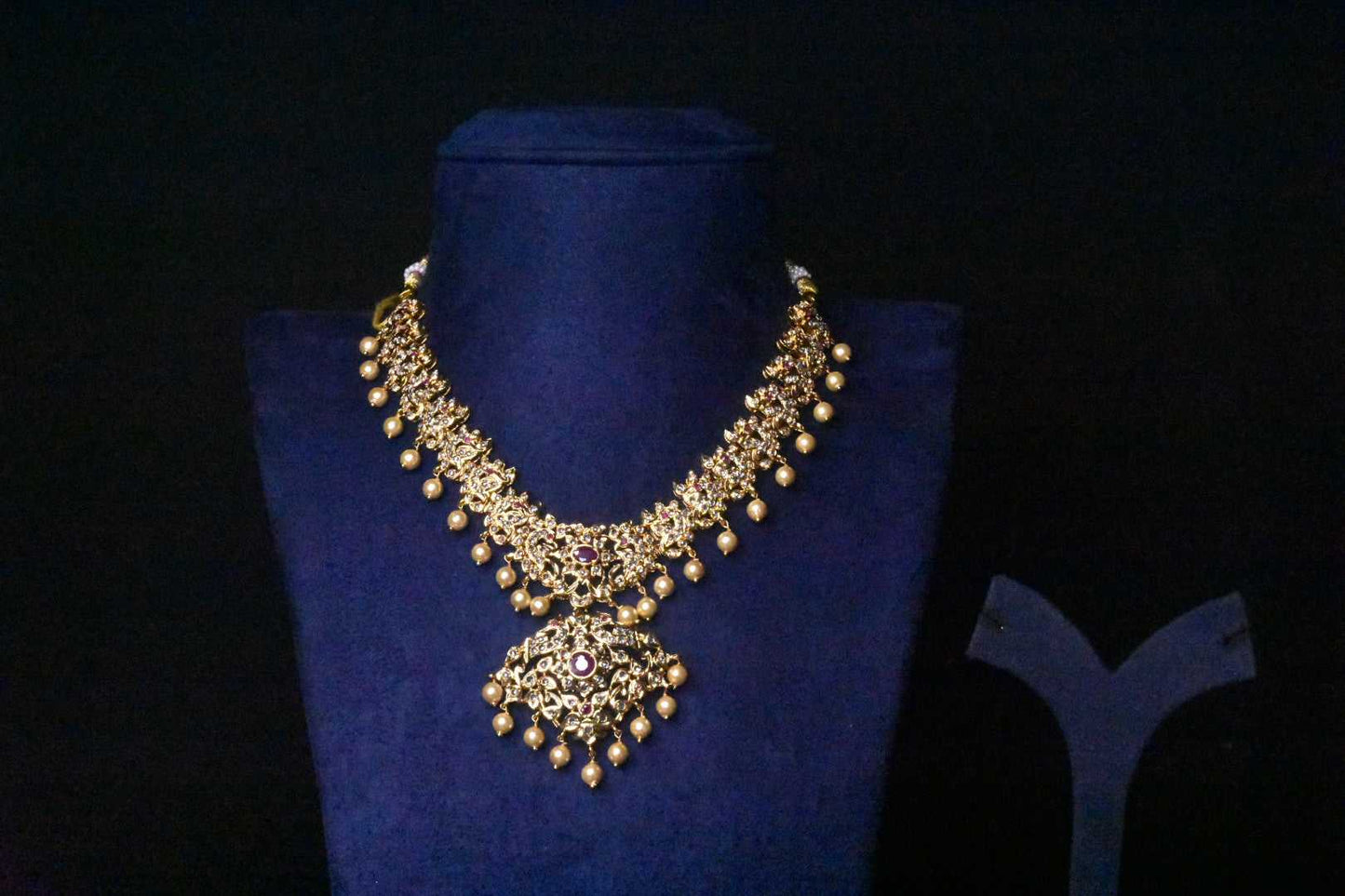 Uncut Diamonds Gold Finished Necklace Set By Asp Fashion Jewellery