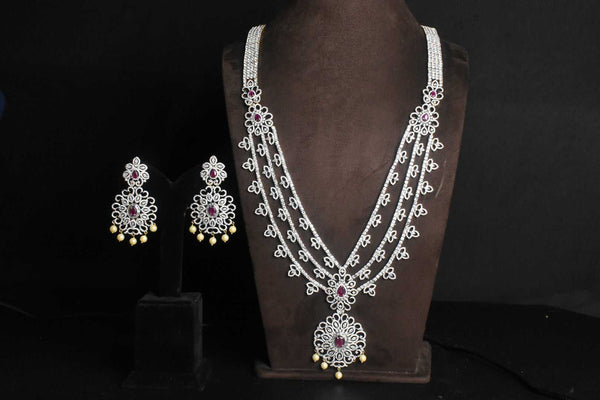 American Diamond and Ruby step haram and jhumkas