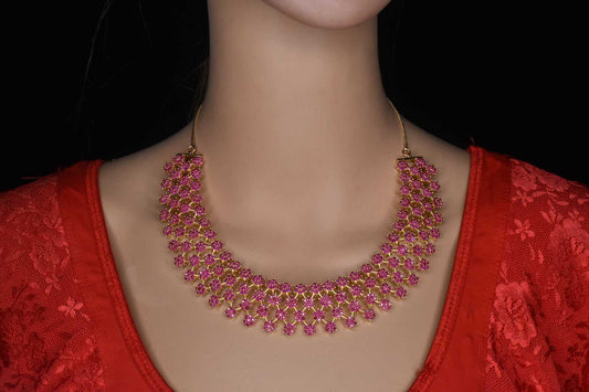 Beautifully Designed Most Trending Czs,Ruby Necklace Set