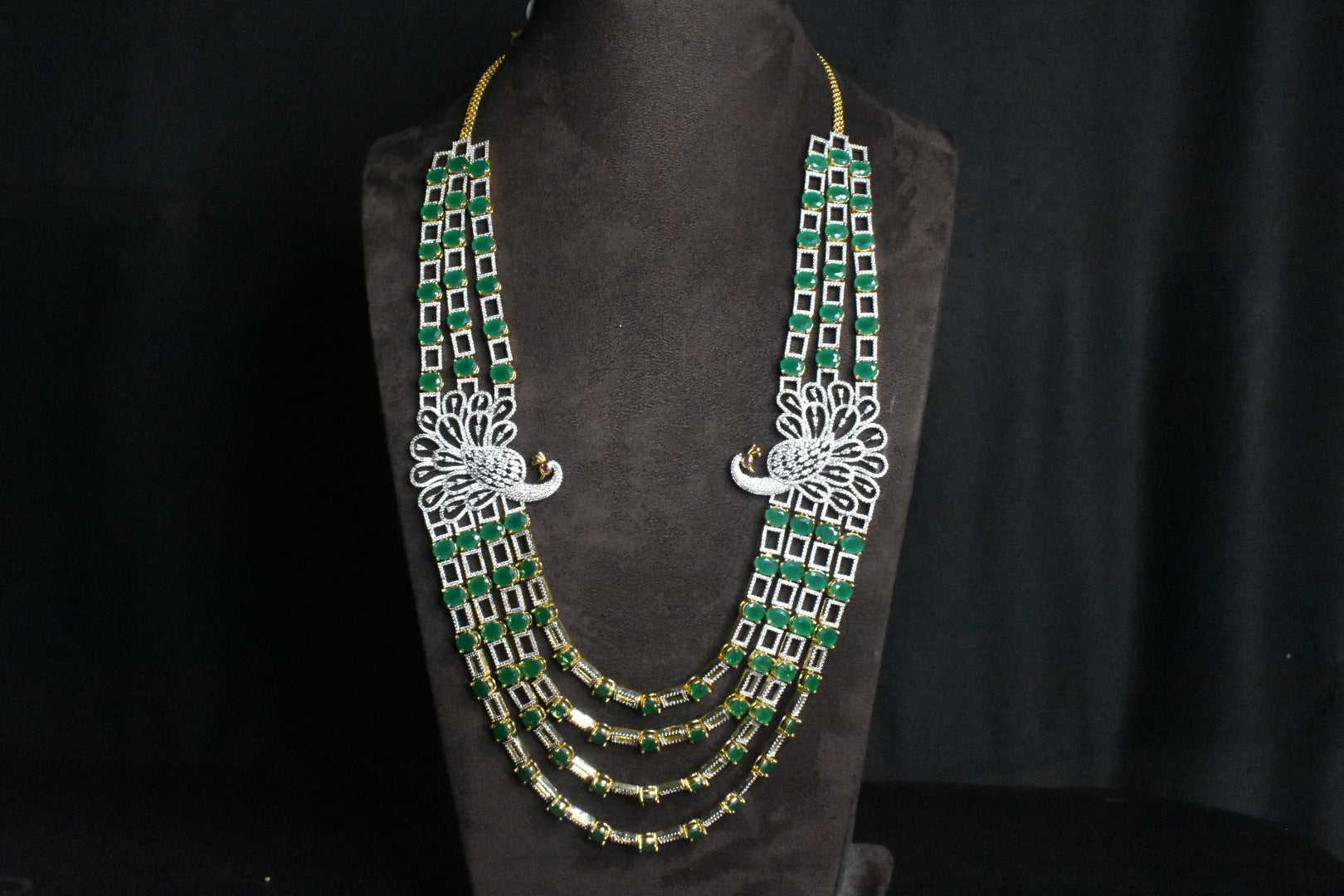 Emerald Cz Stone Necklace