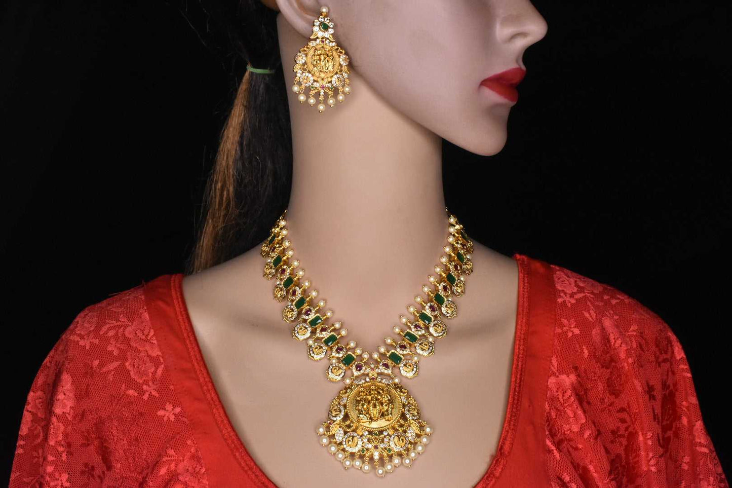 Beautifully Crafted Ram Parivar Short Necklace Set