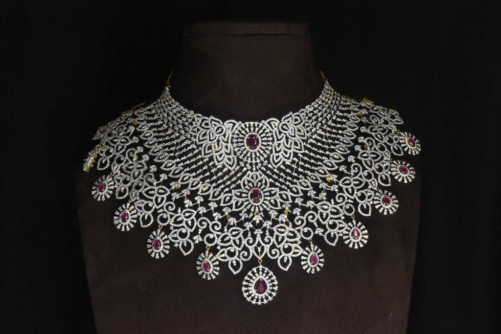 Grand Bridal Detachable Choker in American Diamonds By Asp Fashion Jewellery 
