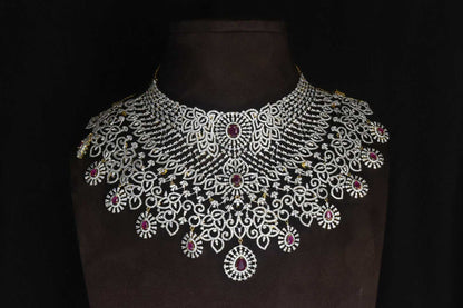 Grand Bridal Detachable Choker in American Diamonds By Asp Fashion Jewellery 