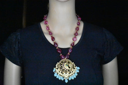 Kempu Embellished Pendent With Ruby Necklace