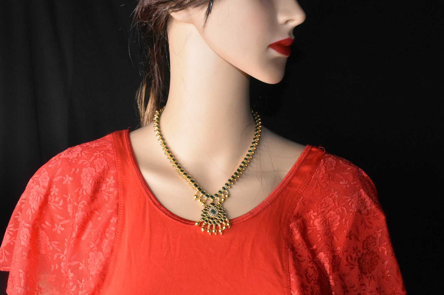 Reversible 2 in 1 kempu necklace set