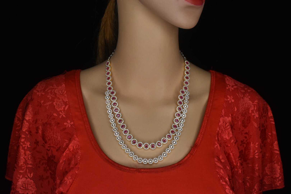 Beautiful American Diamonds two layer necklace set