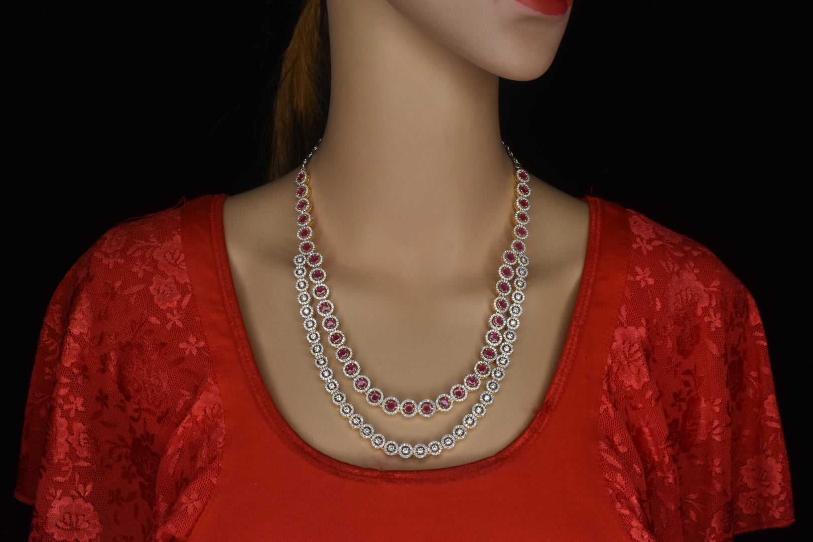 Beautiful American Diamonds two layer necklace set