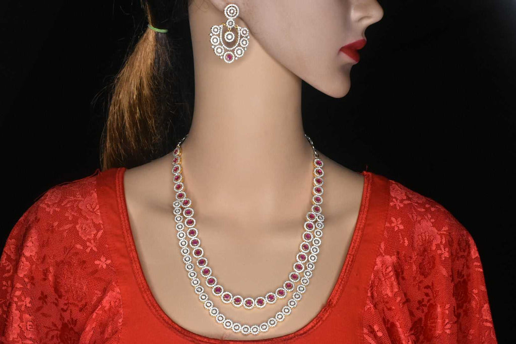 Beautiful American Diamonds two layer necklace set