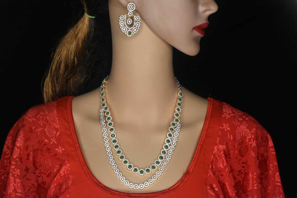 Beautiful American Diamonds two layer necklace set