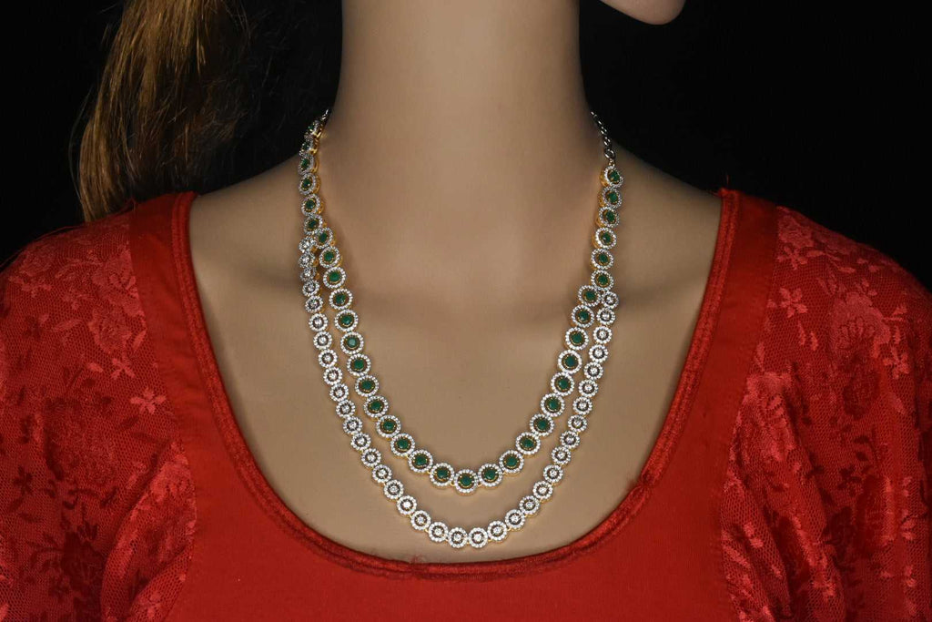 Beautiful American Diamonds two layer necklace set