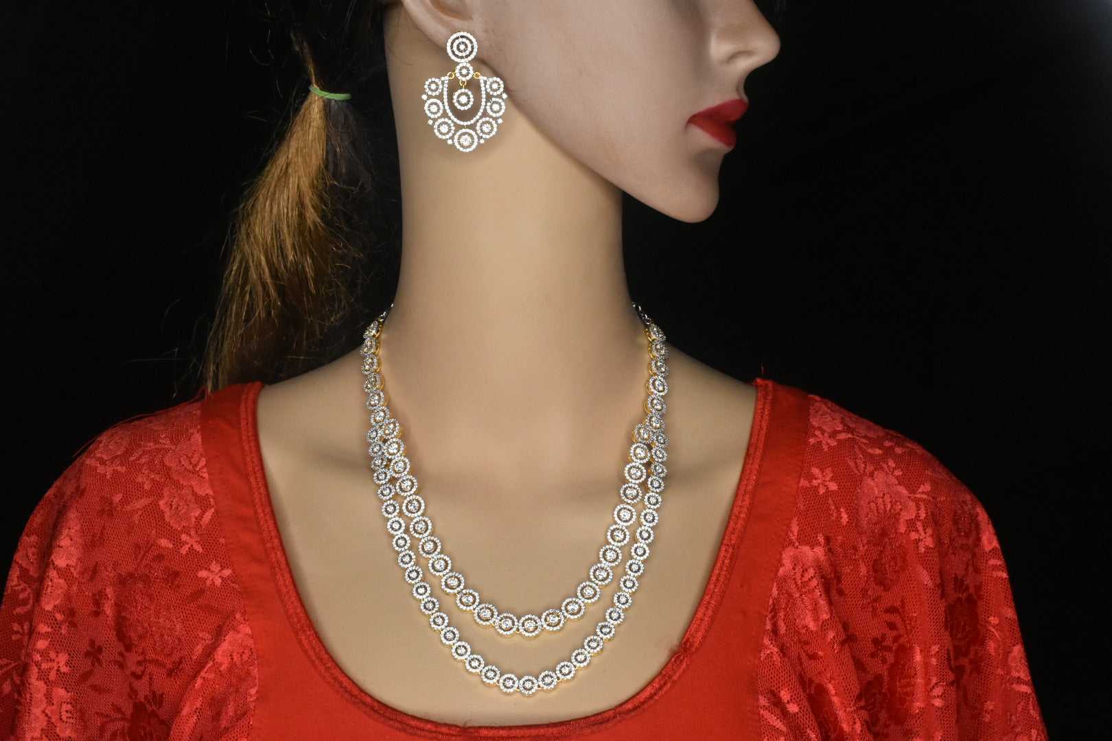 Beautiful American Diamonds two layer necklace set