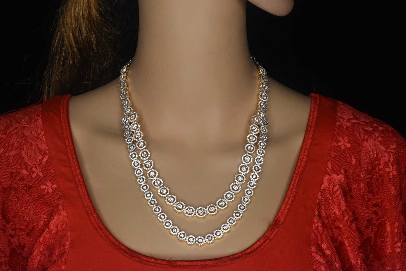 Beautiful American Diamonds two layer necklace set
