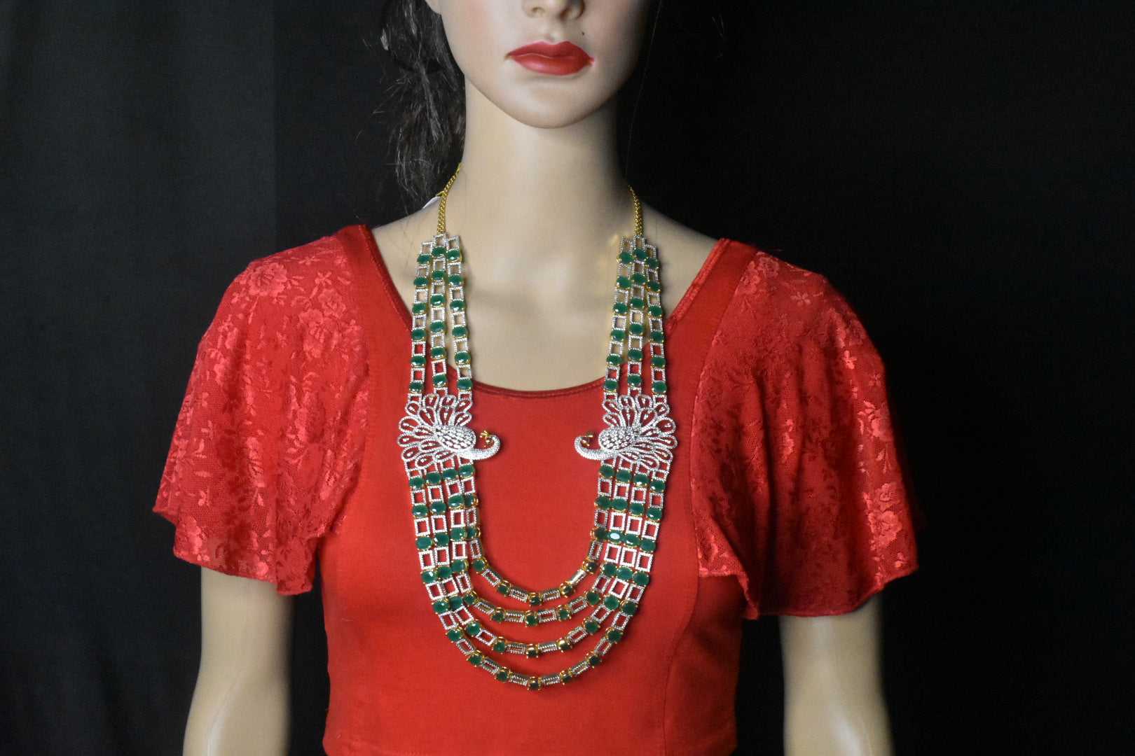 Emerald Cz Stone Necklace