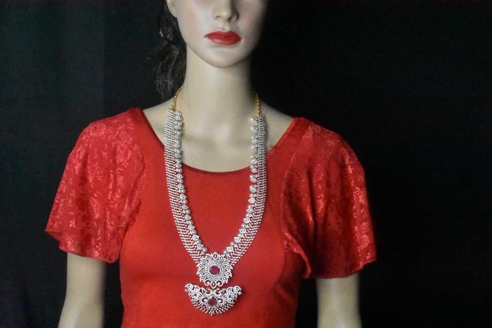 Diamond Necklace with Interchangable  Colours Stone