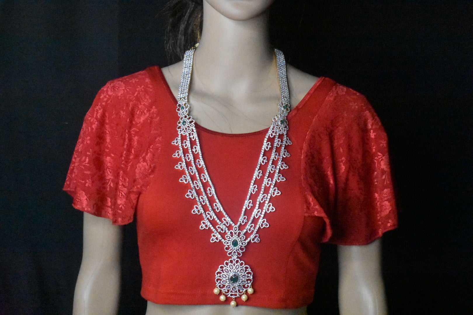 American Diamond and Ruby step haram and jhumkas