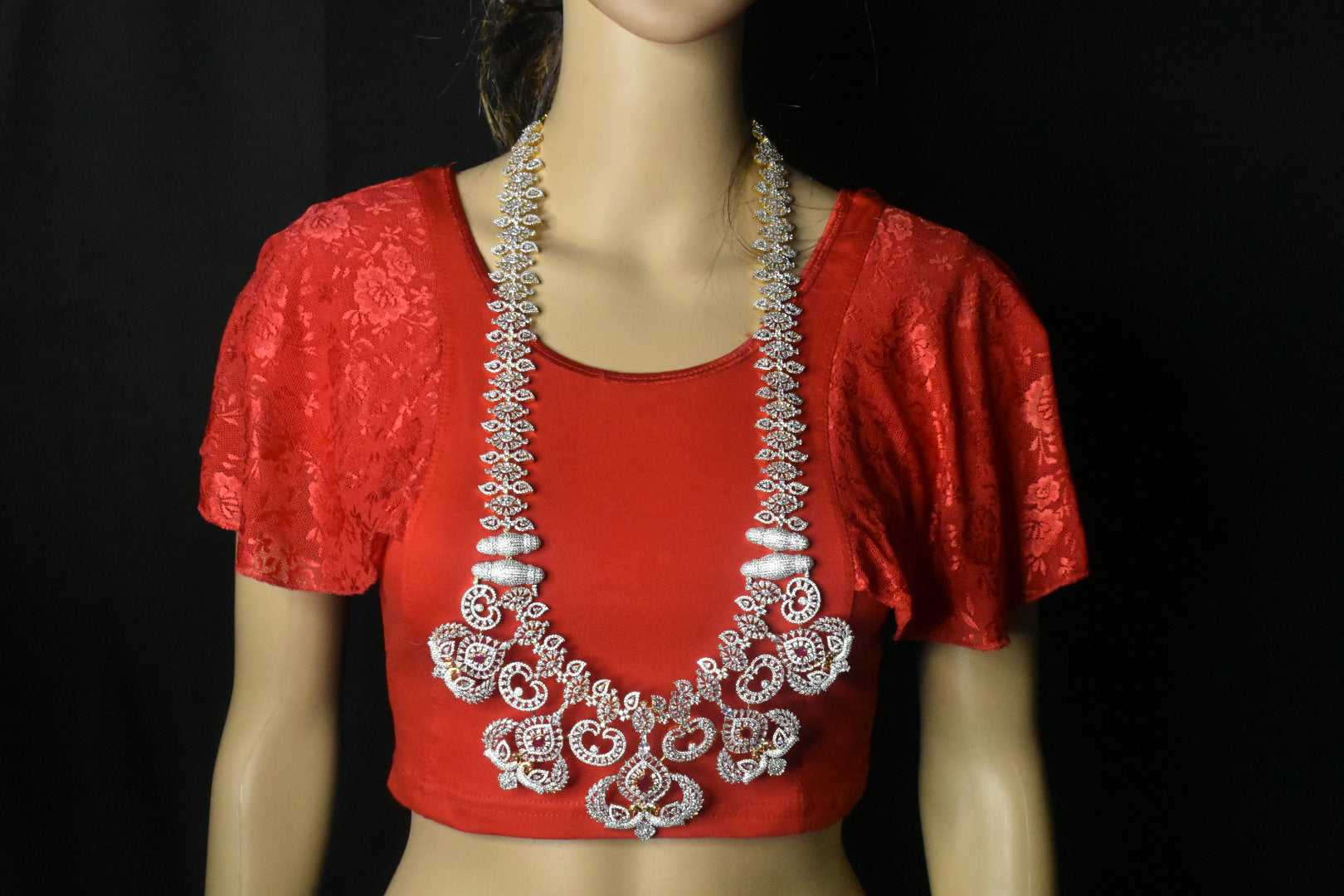 American Diamonds & Ruby Bridal haram