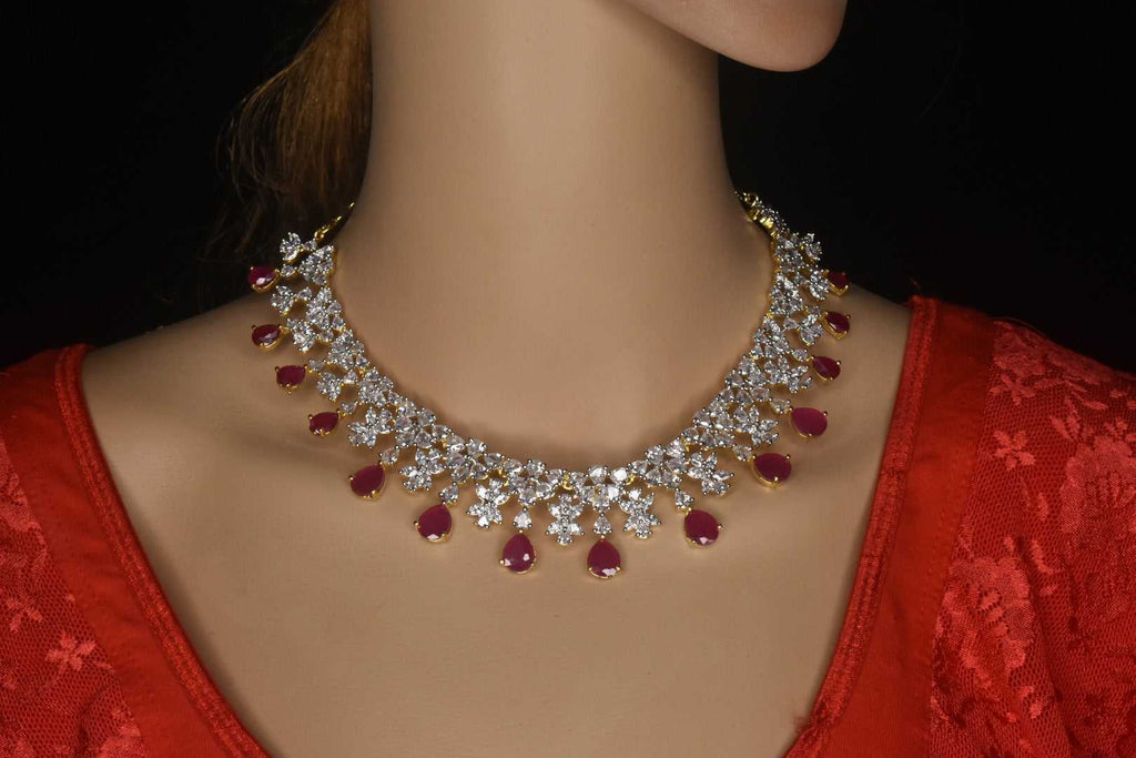 1 Gram Gold Solitaire Necklace set