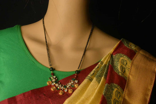 Black Bead Chain with Lakshmi Coin Mangalsutra: