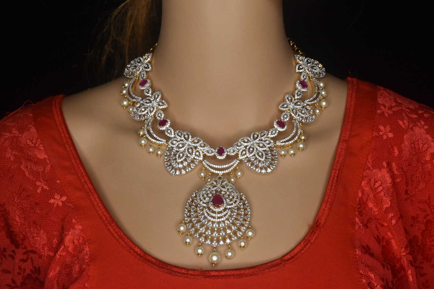 Beautifully designed American Diamonds Designer necklace set