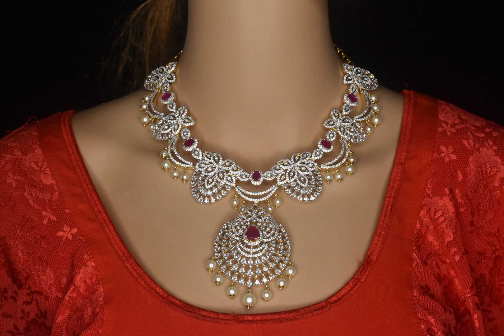 Beautifully designed American Diamonds Designer necklace set