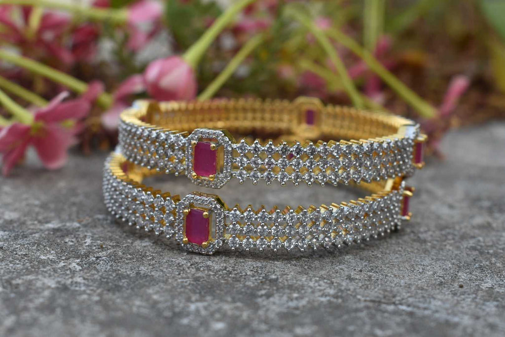 Vibrant American Diamond Bangles Set By Asp Fashion Jewellery 