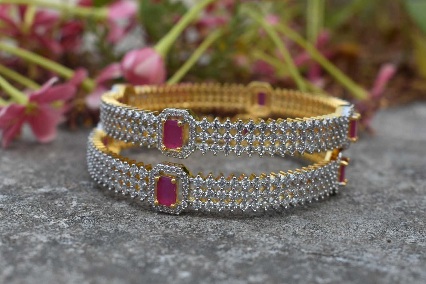 Vibrant American Diamond Bangles Set By Asp Fashion Jewellery 