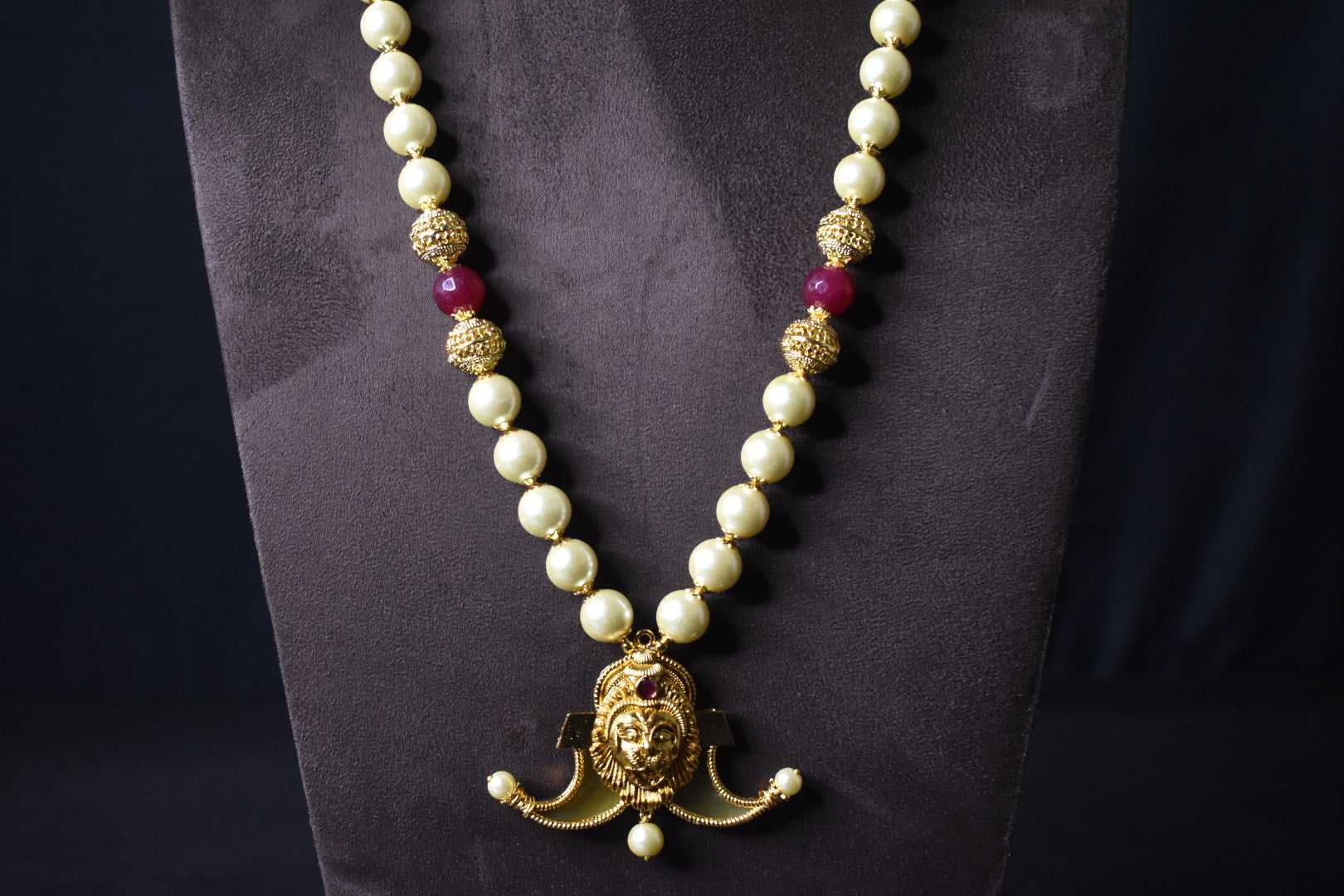 One gram gold narsimha Swami puligoru pendant Mala for groom