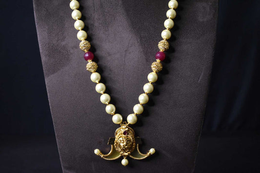 One gram gold narsimha Swami puligoru pendant Mala for groom