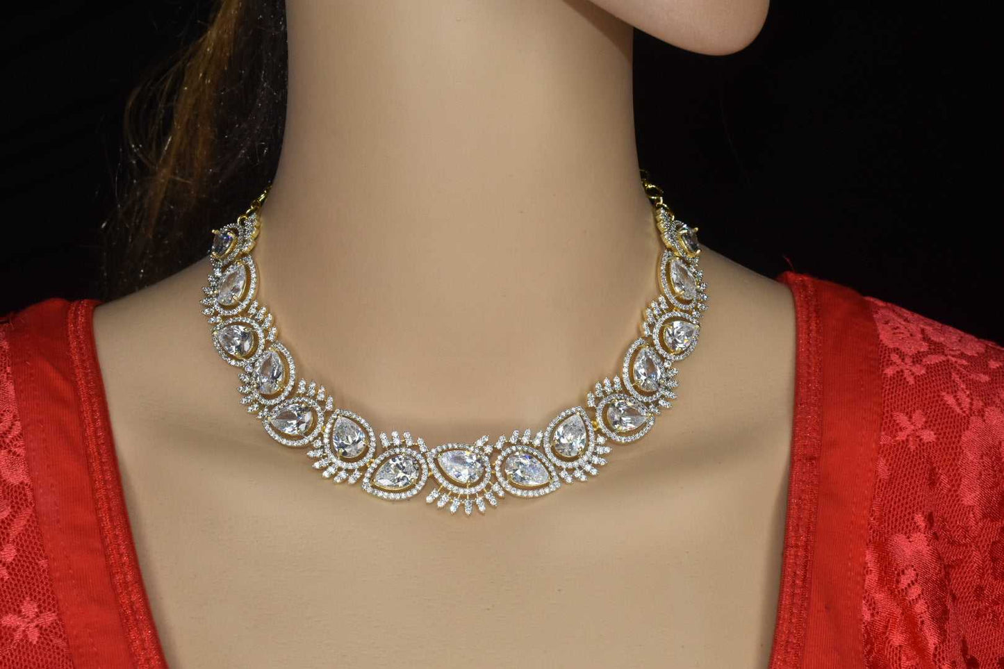 Exotic One Gram Gold American Diamonds Necklace set