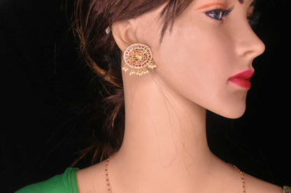 Kempu Studded Peacock Studs By Asp Fashion Jewellery 