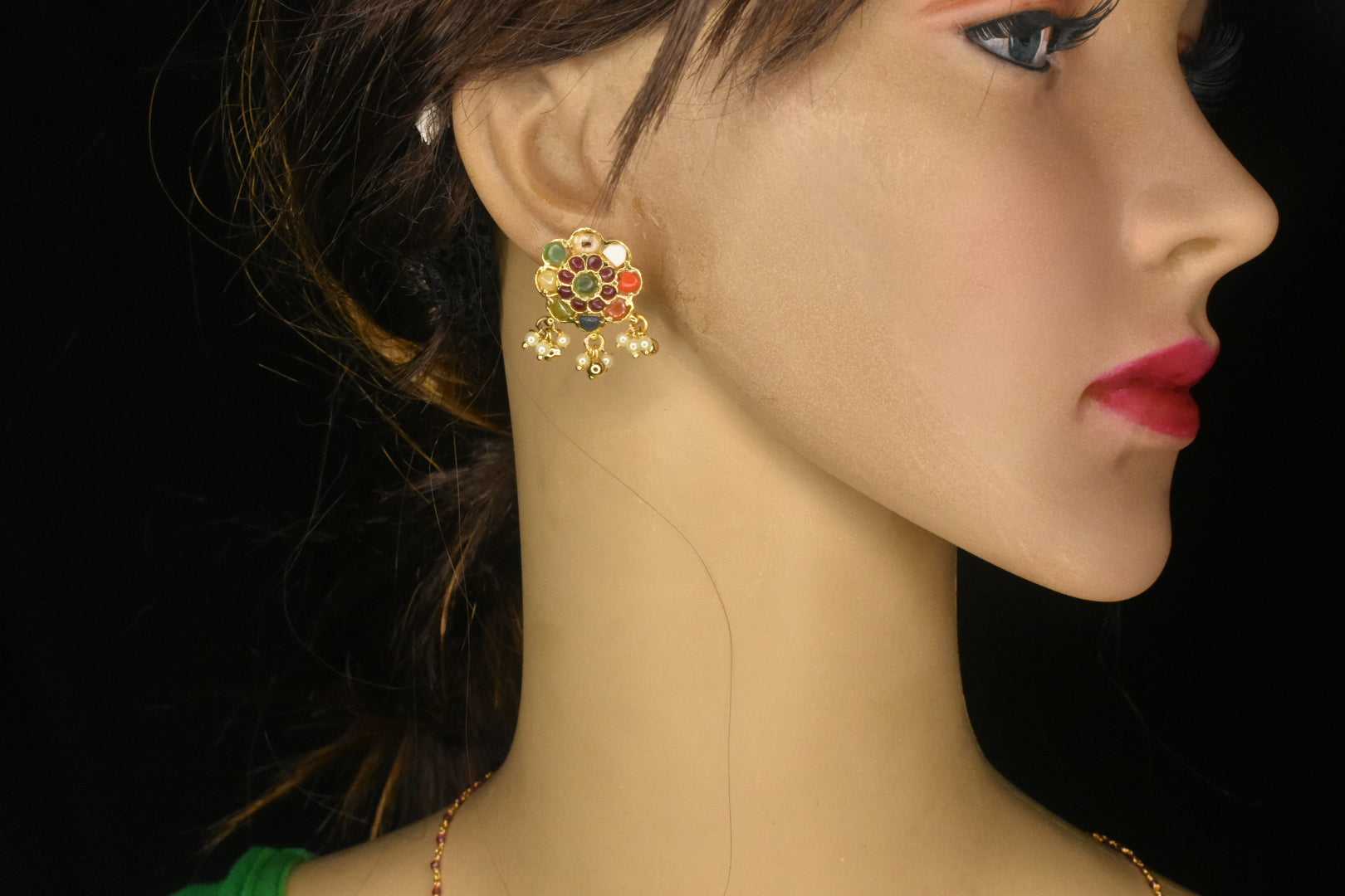 Malar Navratna Earrings – Artisanal Fine Jewellery | AURUS