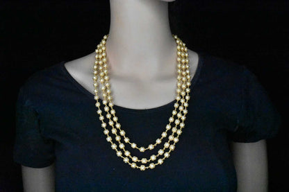 south sea pearl beaded triple layer mala necklace
