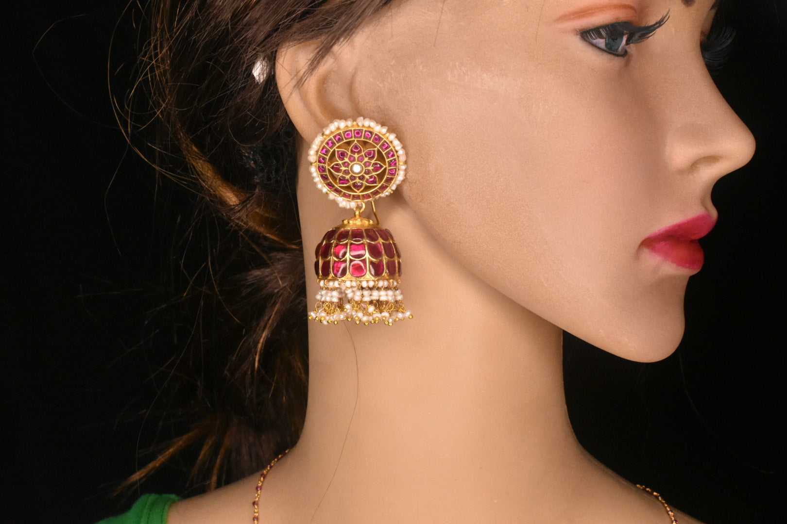 Jadau Ruby Stone Jumka