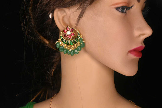 Beautiful gold Replica emralds,ruby, Kundan chandnali