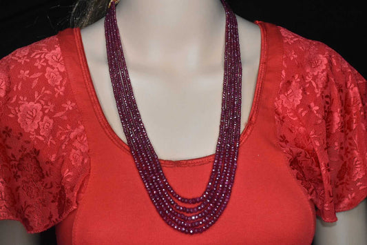 Multi strings Ruby beads mala