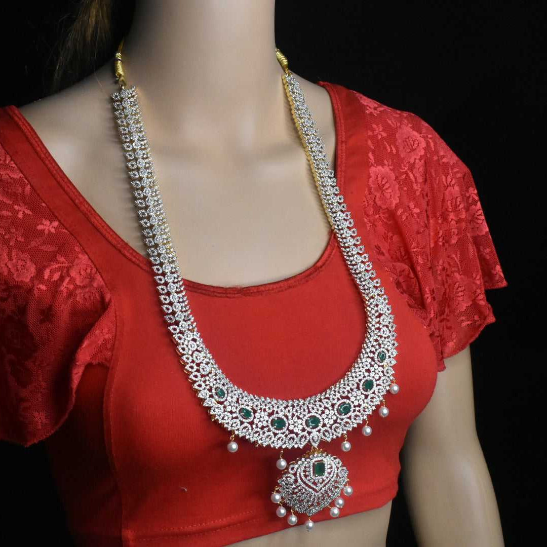 Exquisite One Gram Gold American Diamonds Bridal Necklace