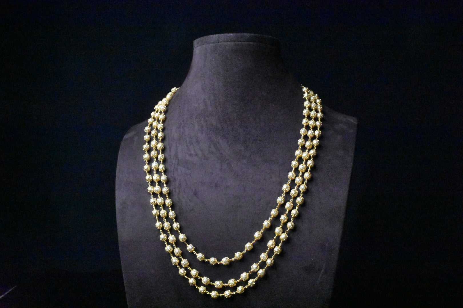 south sea pearl beaded triple layer mala necklace