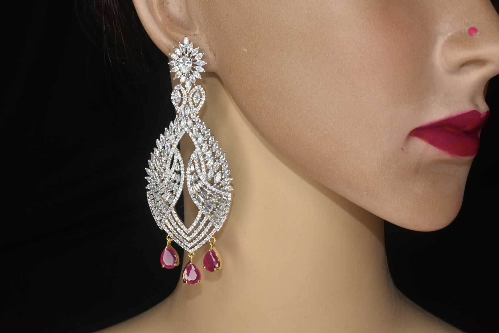 Burma Ruby and Diamond Chandelier Drop Earrings | Pampillonia Jewelers |  Estate and Designer Jewelry