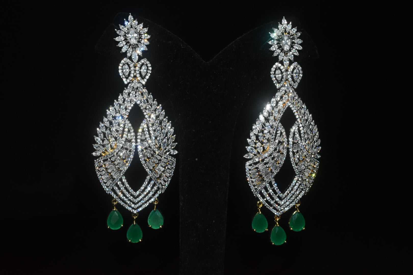 One Gram Gold American Diamond Studded Chandelier Earring