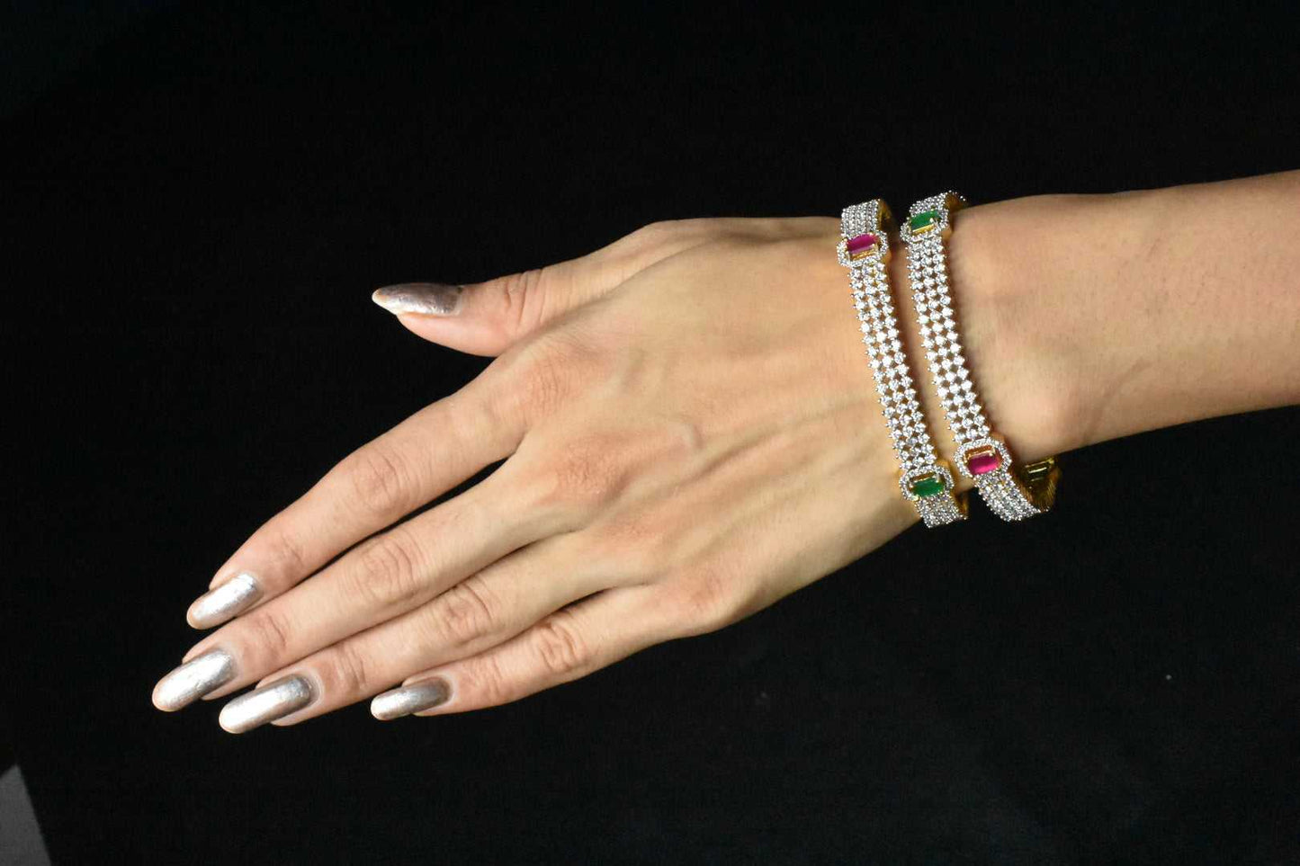 Vibrant American Diamond Bangles Set By Asp Fashion Jewellery 