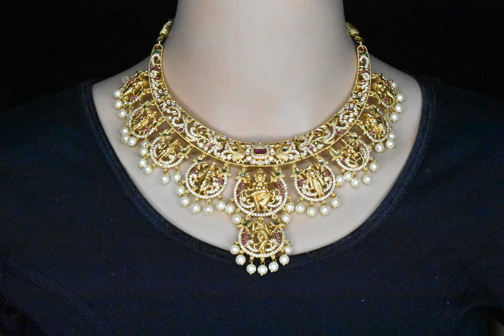 Antique gold Dashavataram necklace