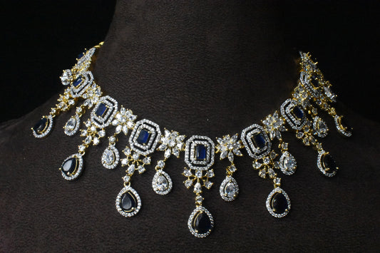Floral Shape American Diamond Necklace Set